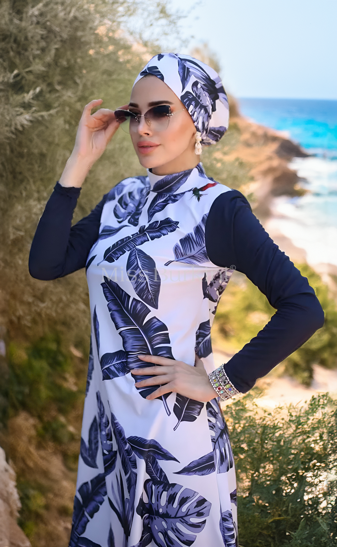 Burkini femme avec paréo Tropica