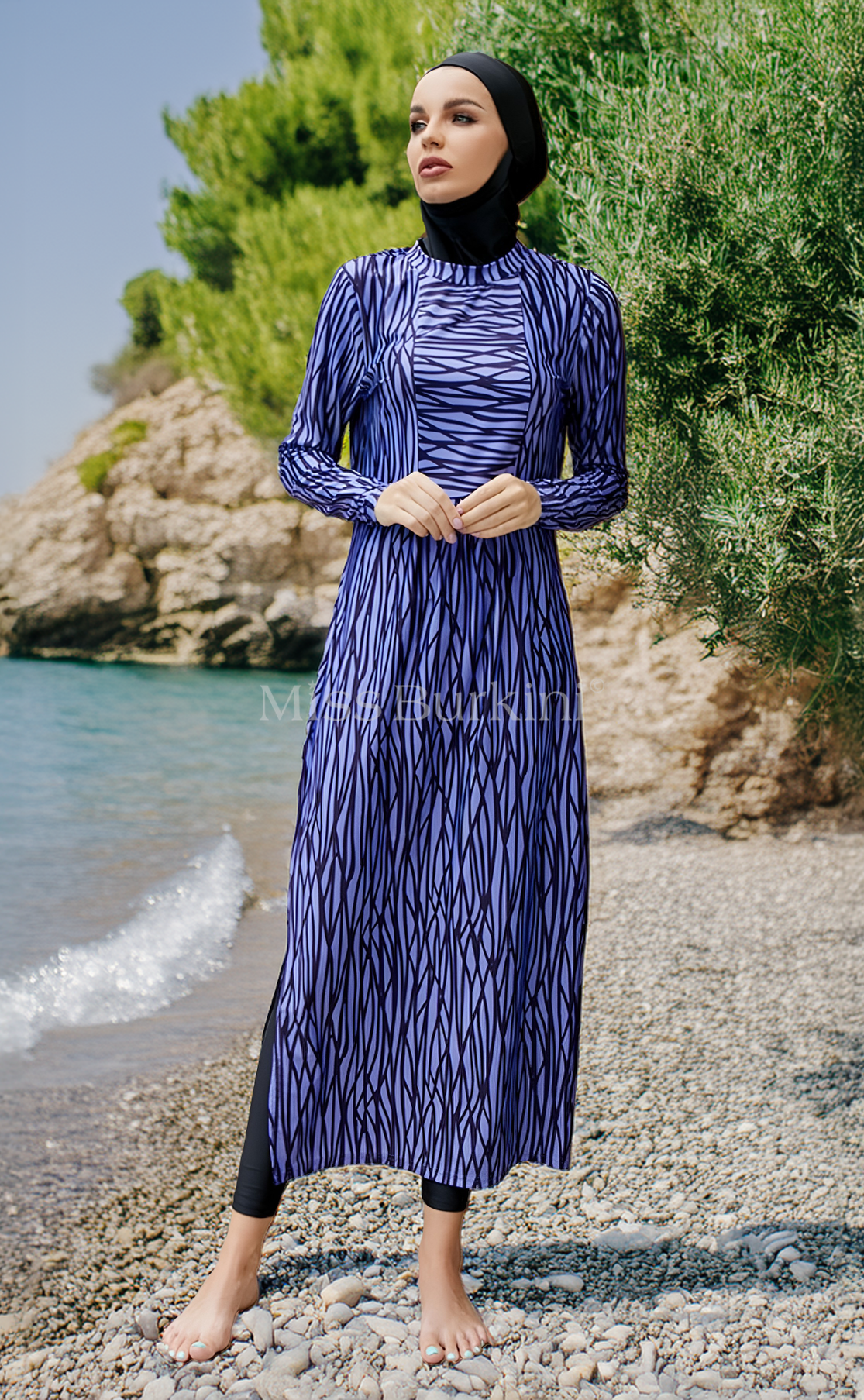 Burkini bleu roi en 5 pieces avec cache maillot - Bleu – FASHION Burkini bleu roi en 5 pieces avec cache maillot - Bleu – FASHION