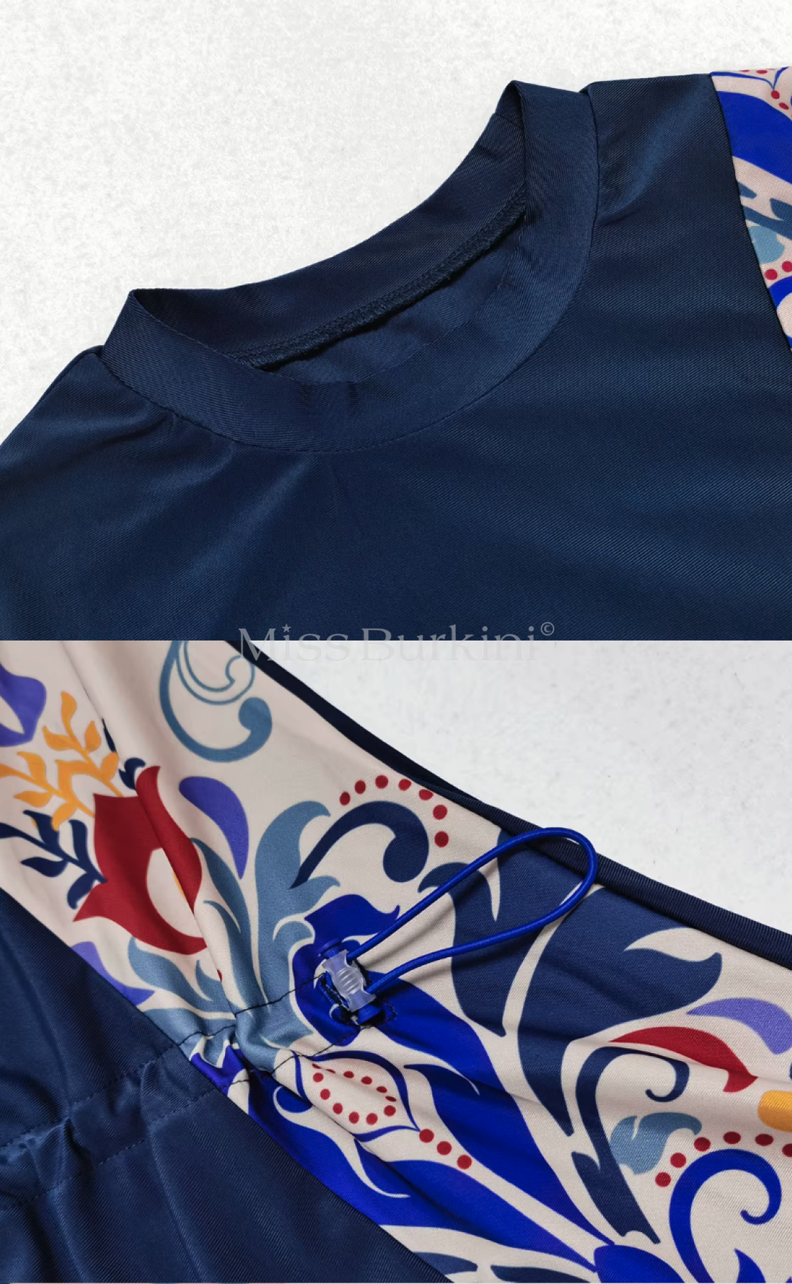 Burkini femme voilée Jasmina motifs bleus
