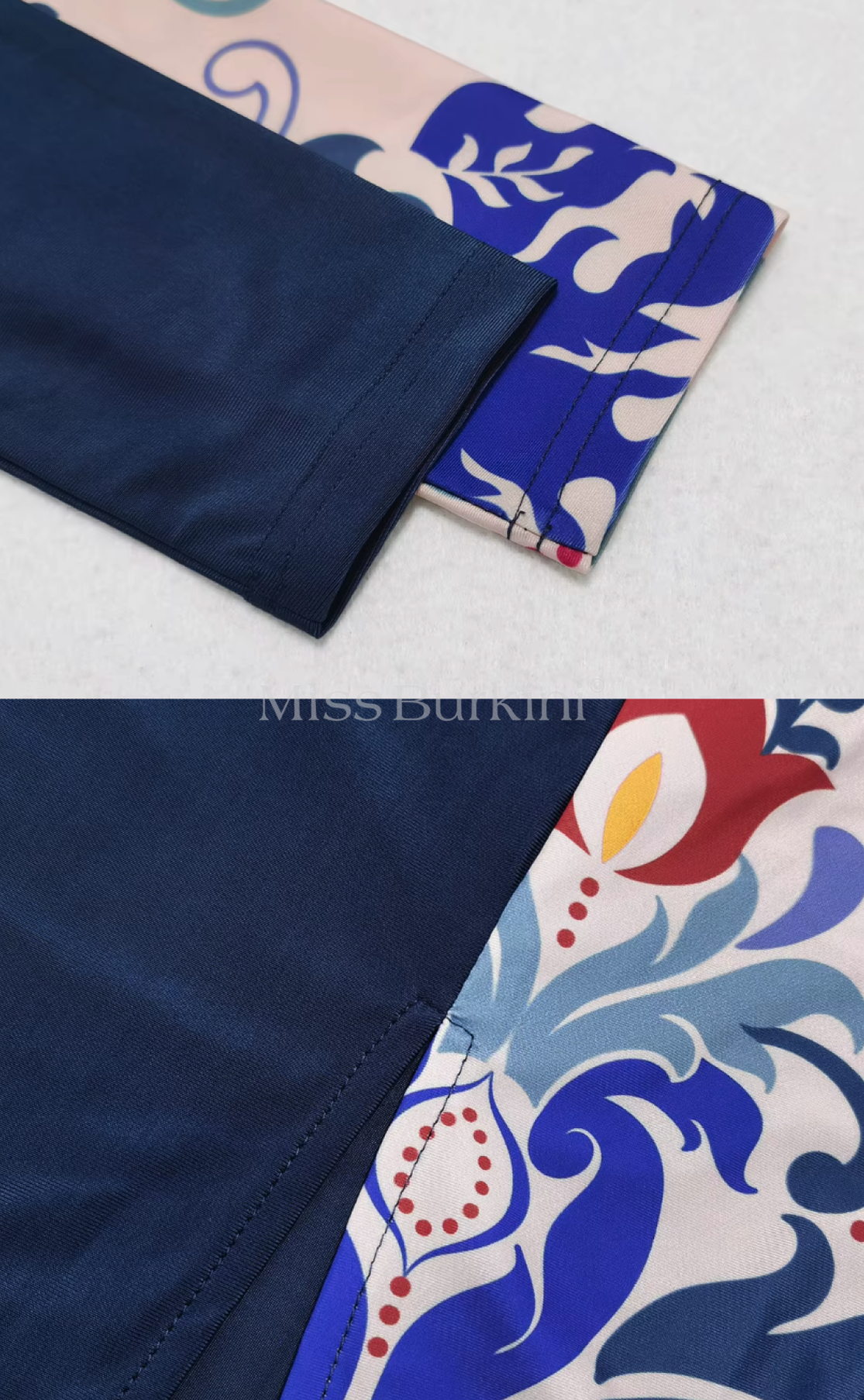 Burkini femme voilée Jasmina motifs bleus