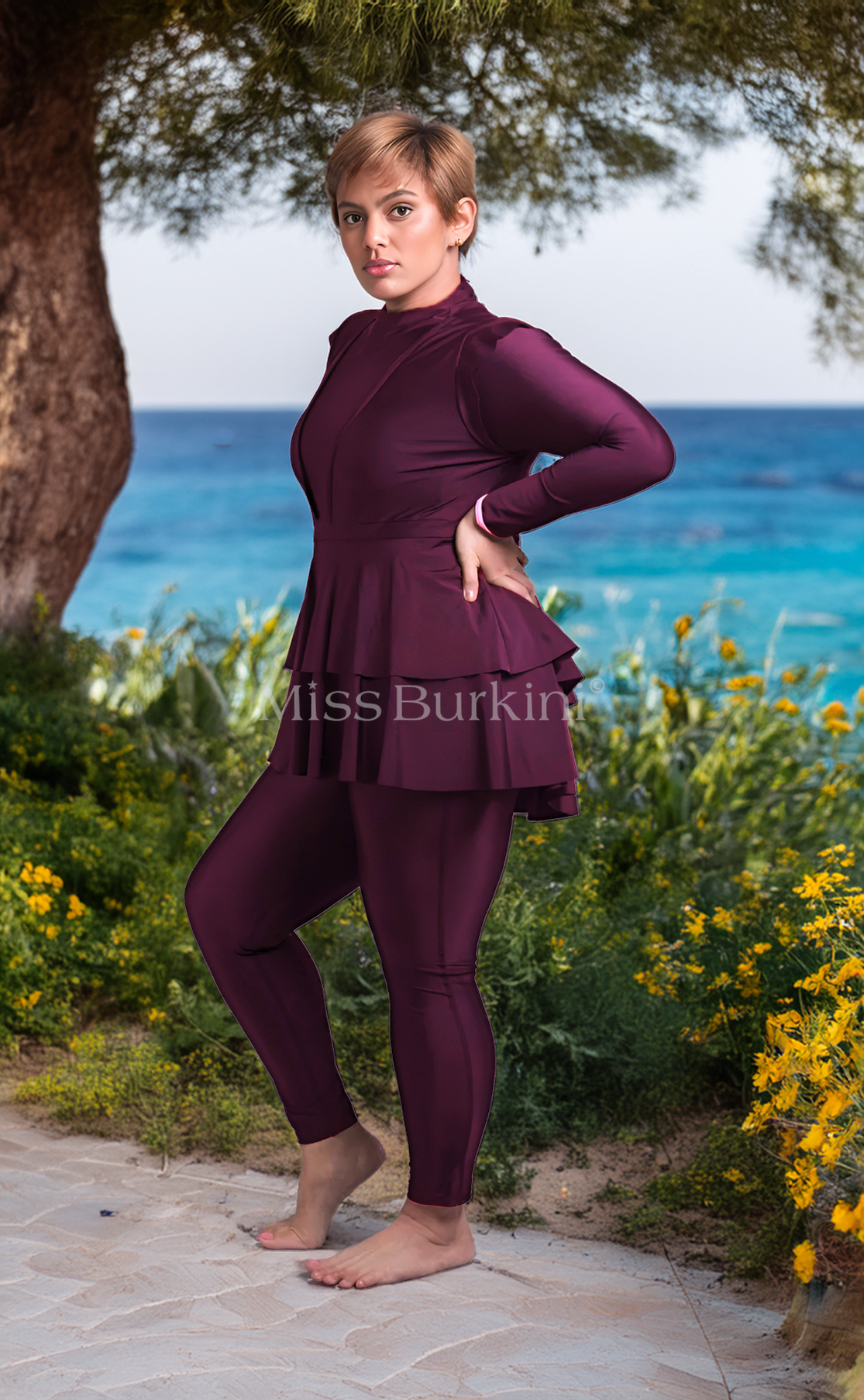 Burkini maillot de bain Antalya pourpre