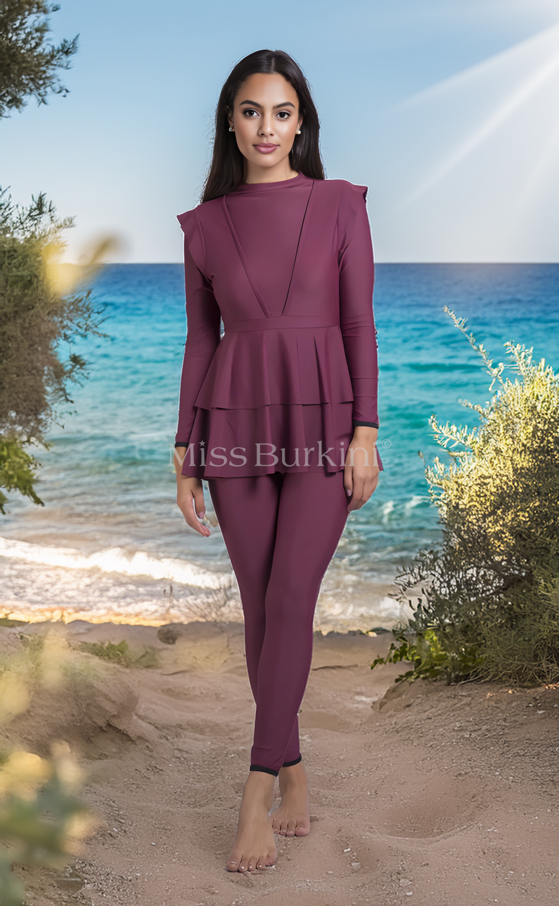 Burkini maillot de bain Antalya pourpre