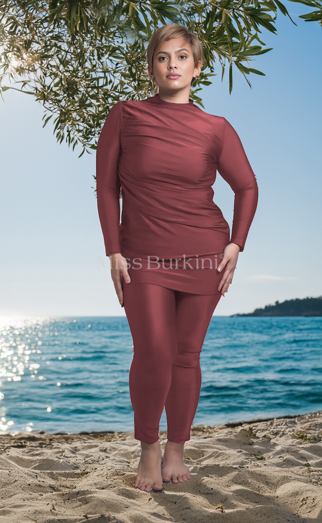 Burkini maillot de bain Massilia rouge brique