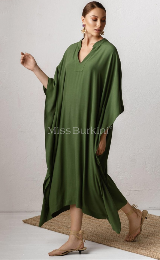 robe de plage longue - robe de plage bohème - robe de plage verte - Miss Burkini