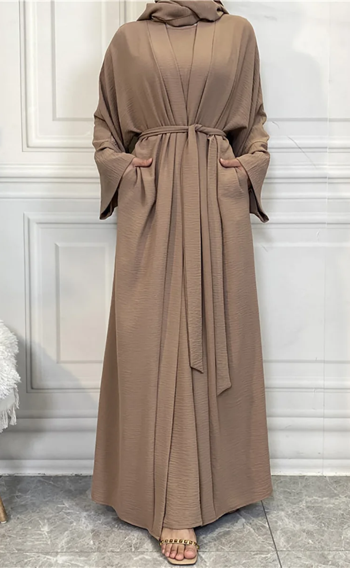 Abaya Telma 3 pièces taupe