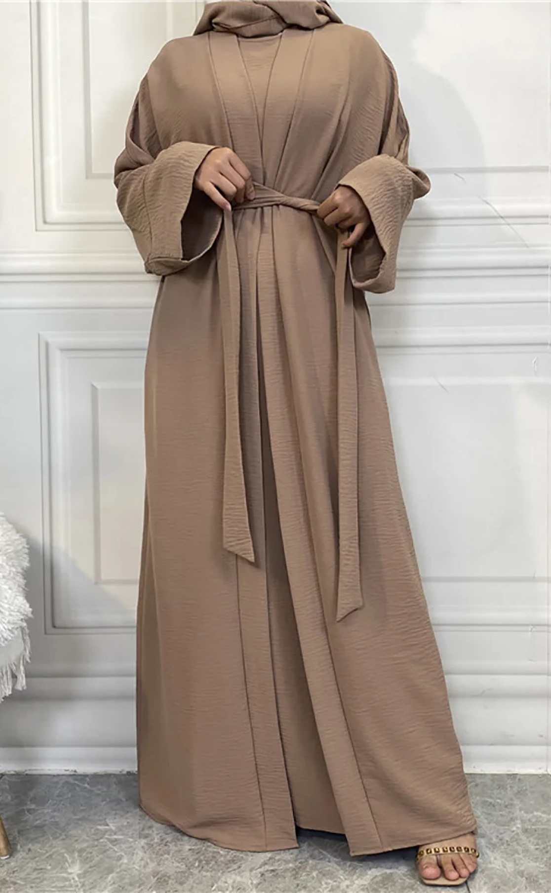 Abaya Telma 3 pièces taupe