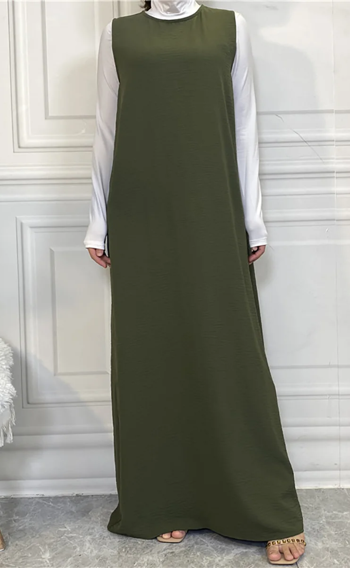 Abaya Telma 3 pièces vert sapin