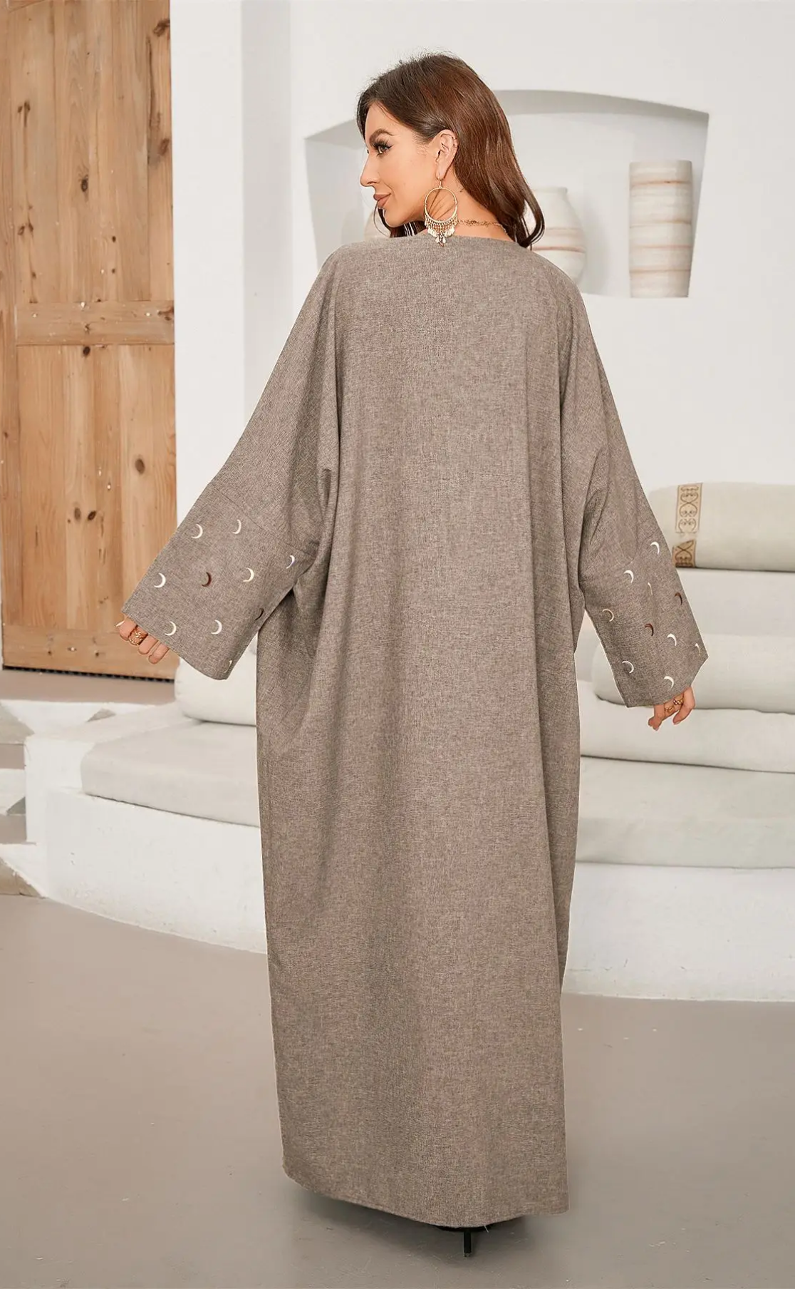 Abaya brodé Luna marron