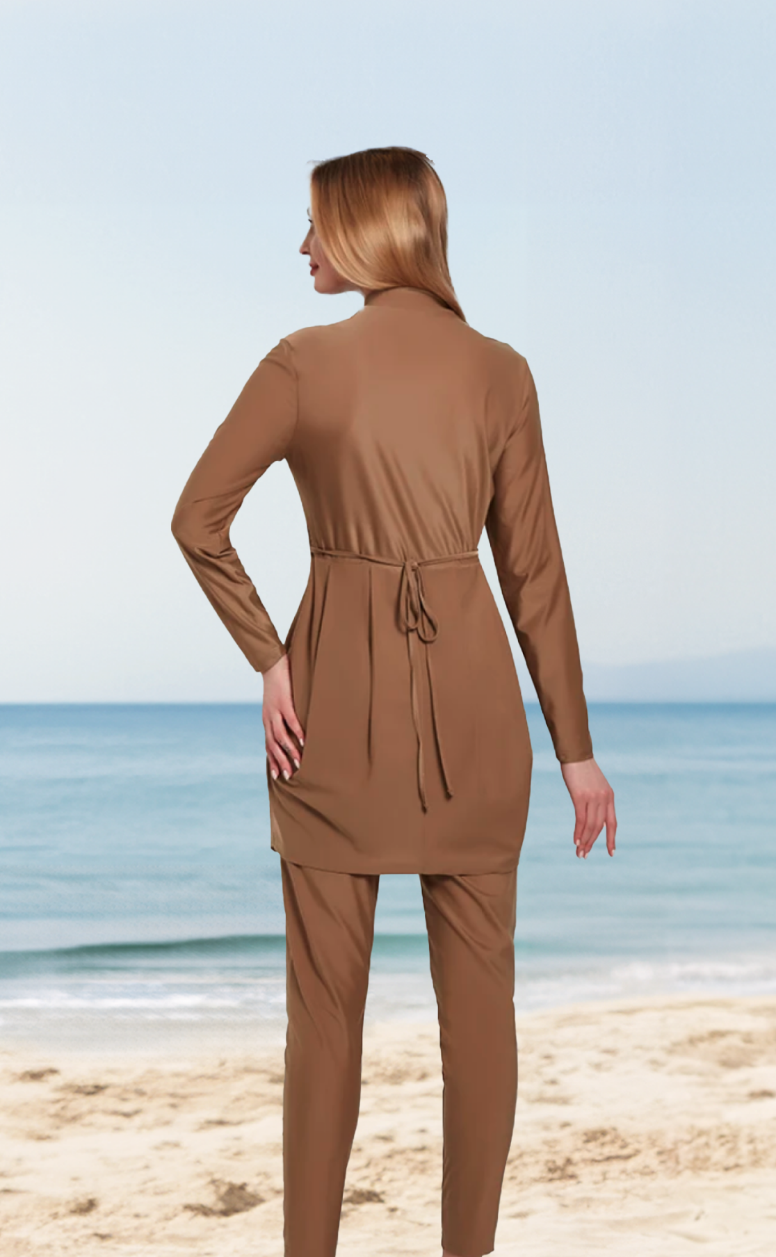 Burkini long 3 pièces Tunisia camel