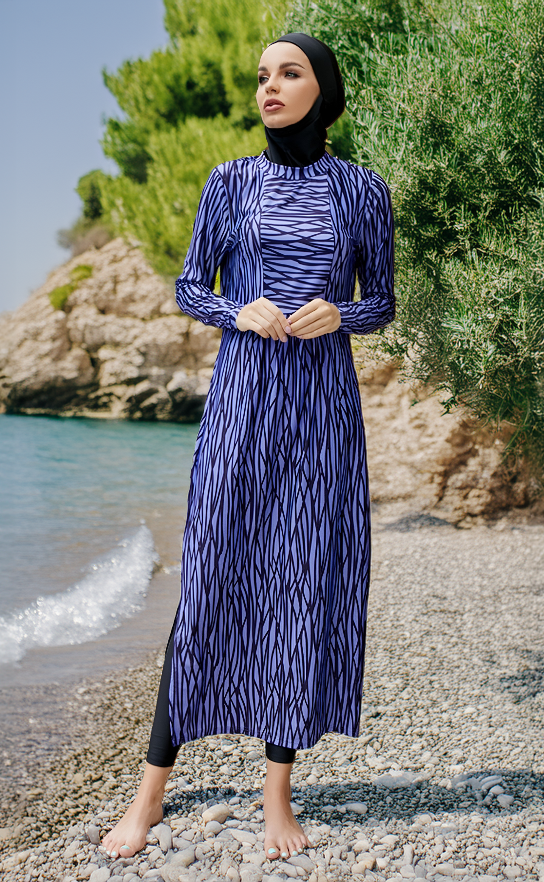 Burkini femme voilée Jasmina bleu