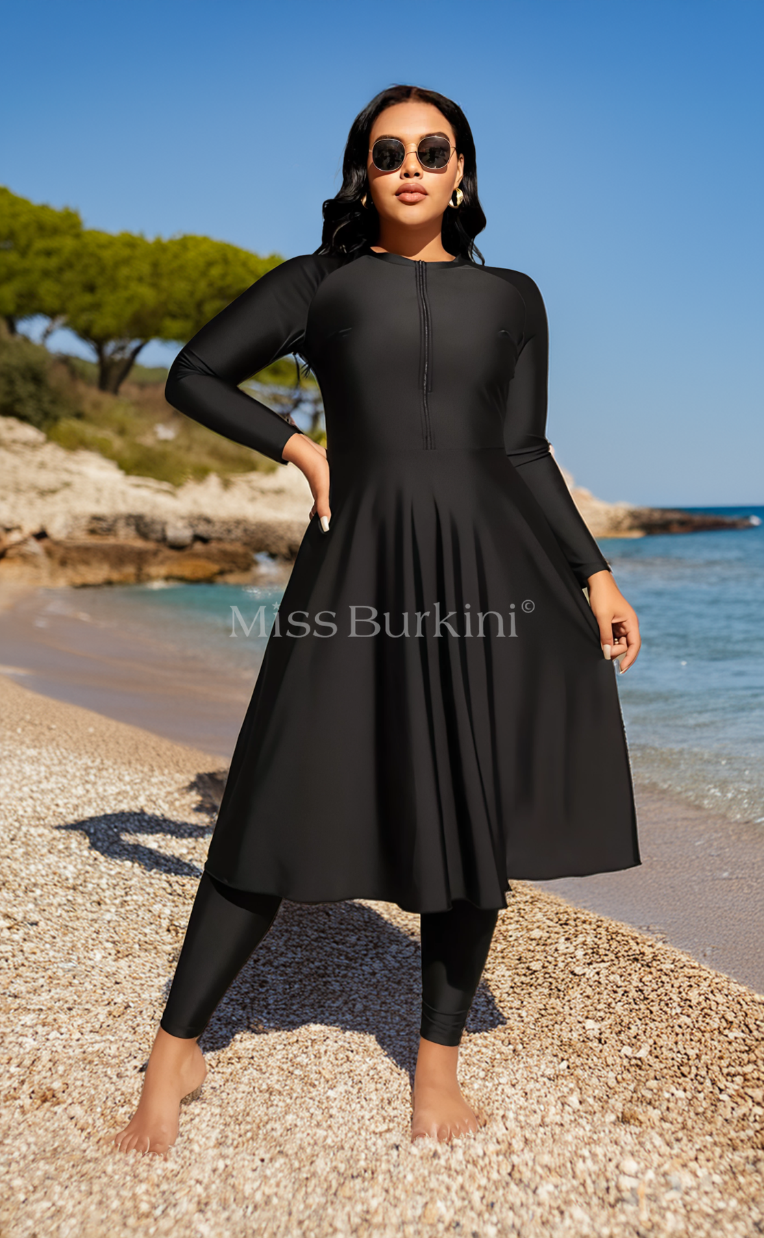 Burkini grande taille Dayana noir