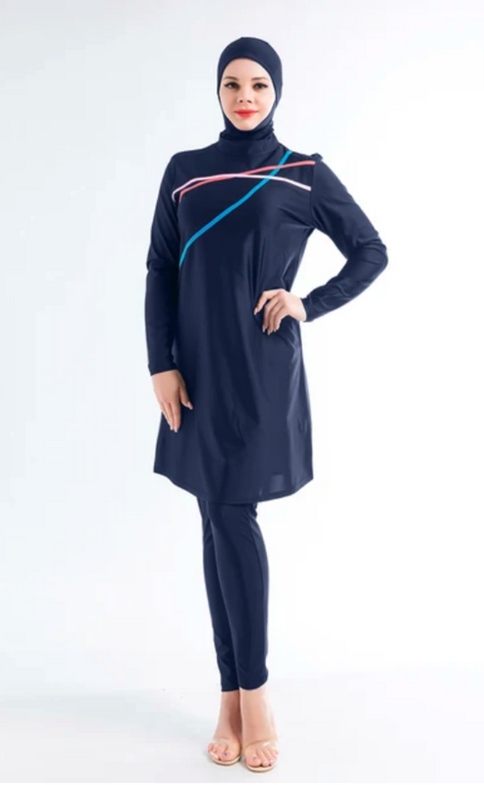 Burkini piscine long 3 pièces Soraya bleu