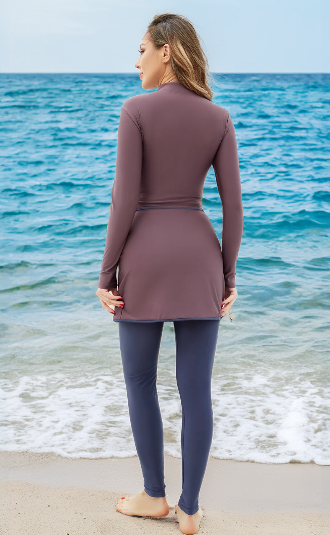 Burkini long Malaga lilas