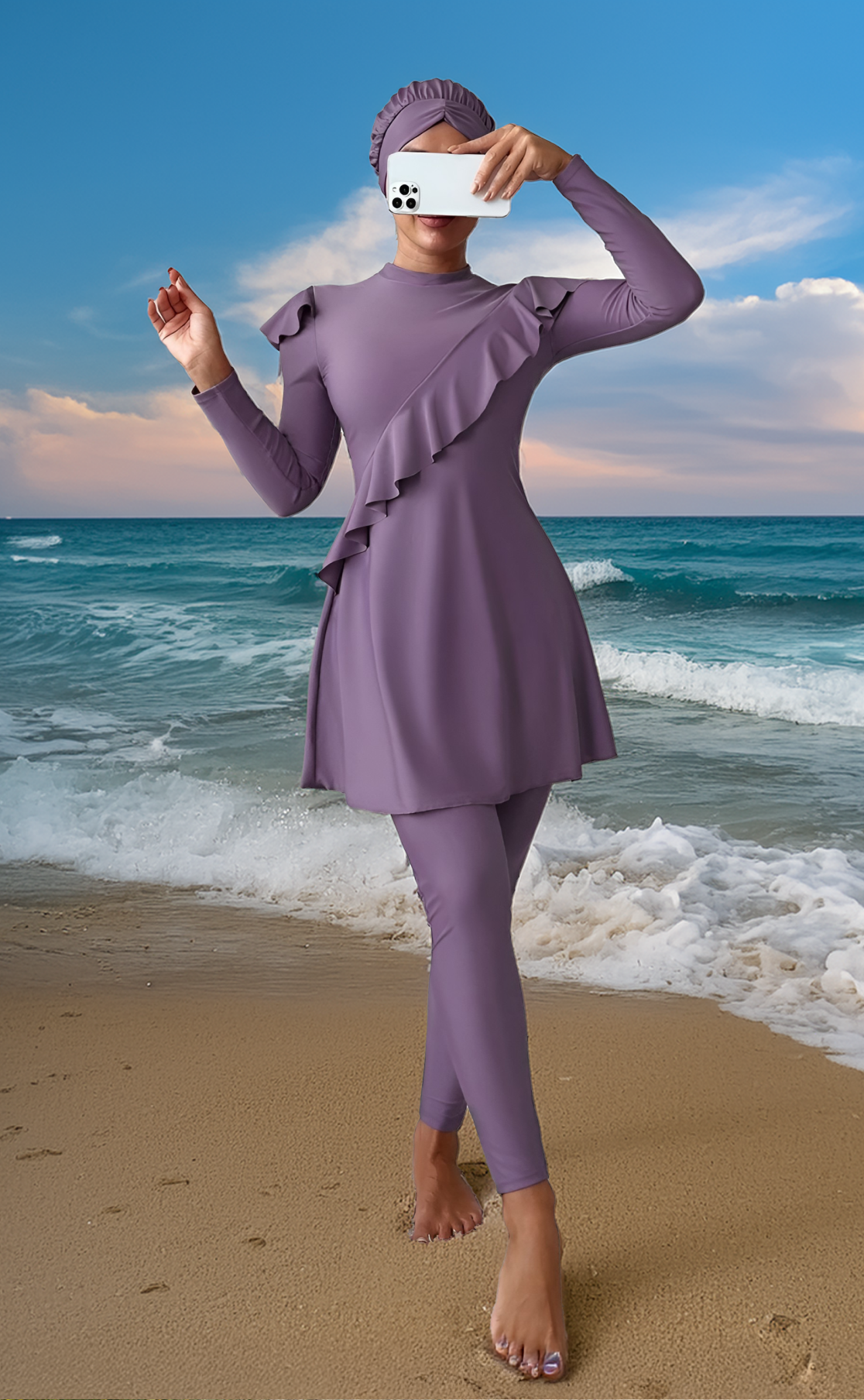 Burkini maillot de bain Yelena lavande