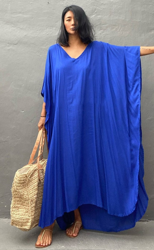robe de plage bleue - caftan de plage - robe de plage longue - Miss Burkini